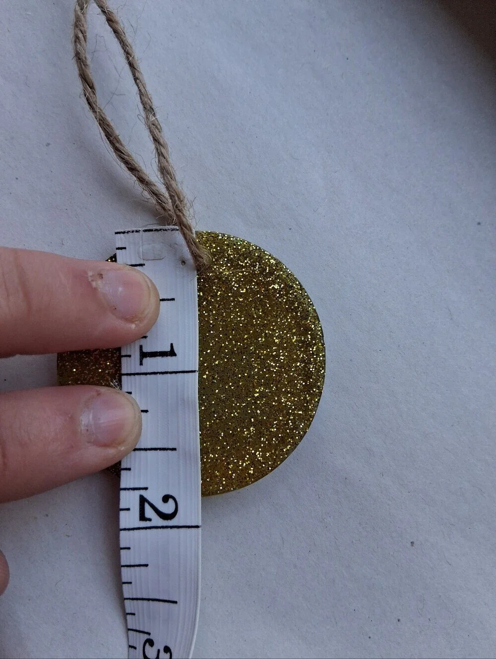 Hand Crafted Gold Glitter Round Hanging Ornament